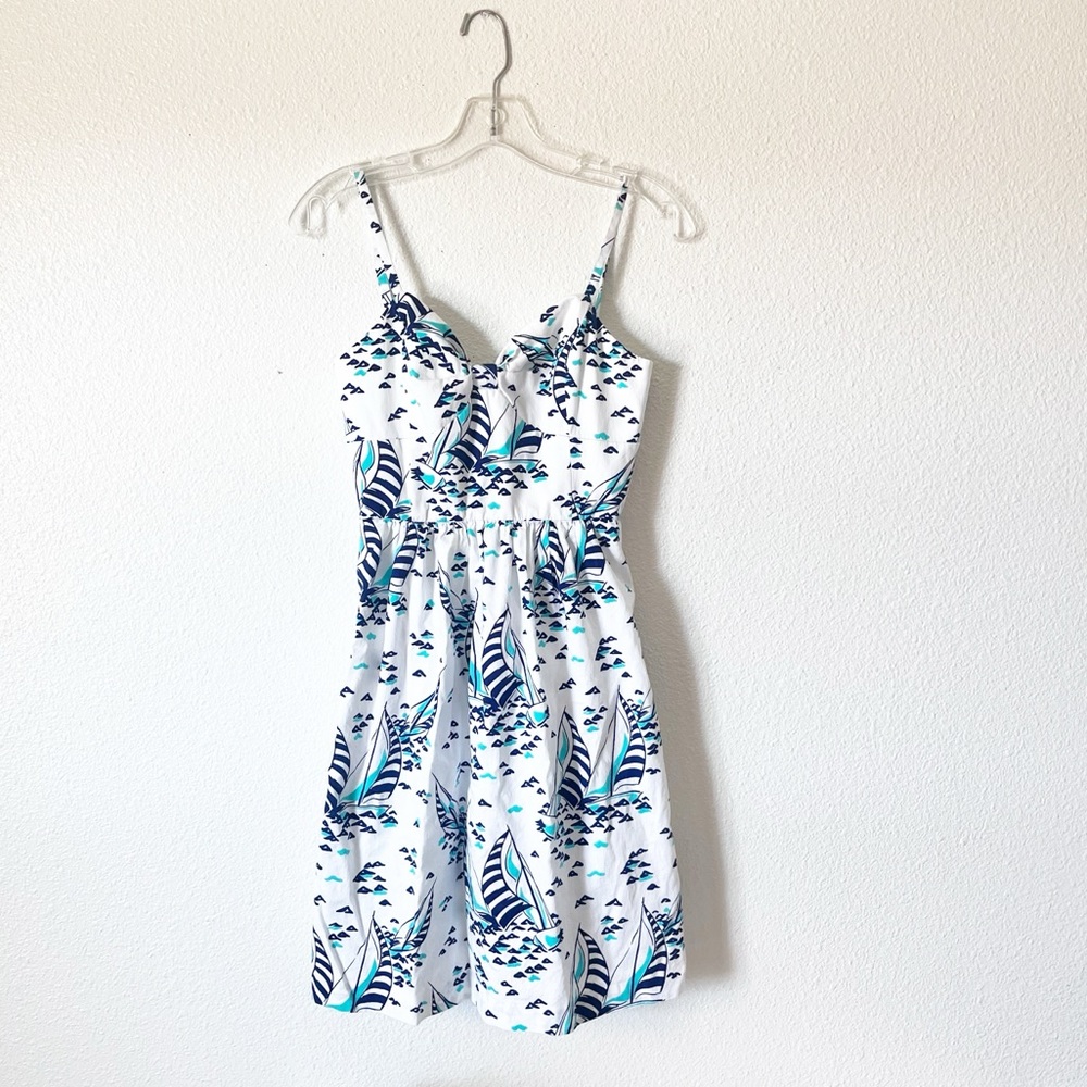 Vineyard Vines Nautical Print Sailboat Fit & Flare  Sun Dress Size 0 - Picture 3 of 11